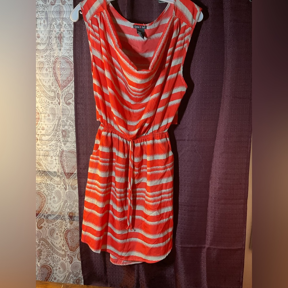 Express Coral and White Striped Mini Dress